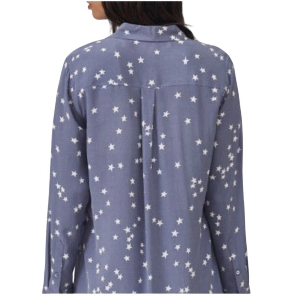 Equipment Slim Signature Silk Shirt L Bluestone Star Print Celestial Quiet Money - Picture 2 of 16